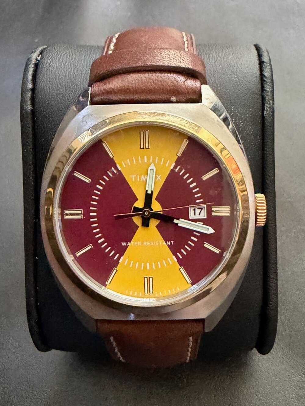 Timex x Todd Snyder Colorblock Milano Watch Burgundy Gold TW2U73200